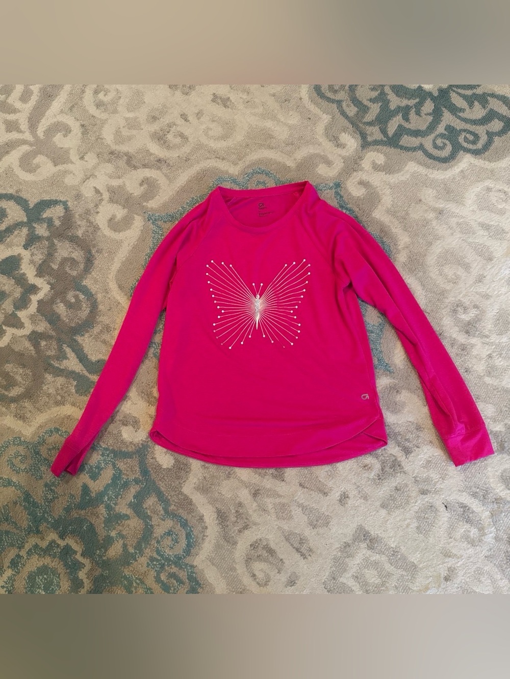 GAP Hot Pink Long-Sleeve Tee with Silver Butterfly Design